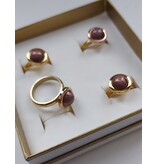 Ohlala Ringenset Golden Look - Bordeaux  - 10 mm Twist met eco steen