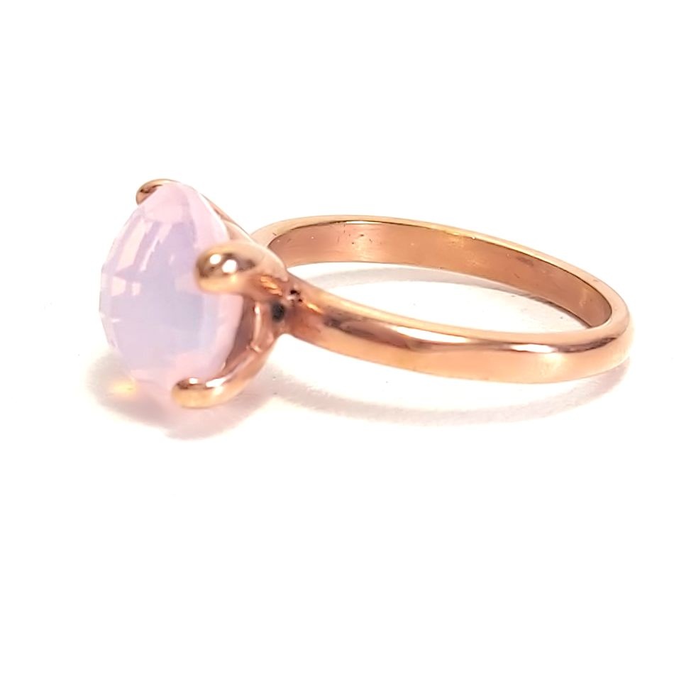 Ring Stainless Steel Gold Plated Rosé Stone