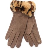 Musthaves Dames Handschoenen Fake Fur Black-Brown