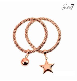 Sweet 7 Armbanden set  Ster & Bol | Aluminium | Rose Gold