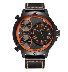 Curren Horloge  Triple Time | Analoog | Zwart | Oranje