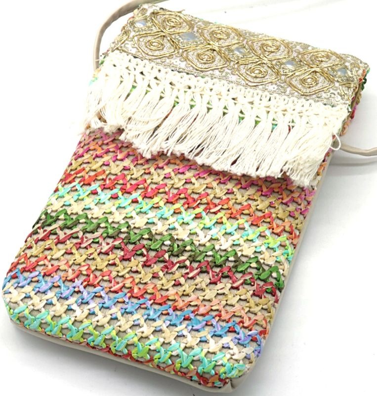 Kleurrijk crossbody,- festivaltasje met franjes