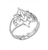 Verstelbare Stainless Steel Silver Lotus ring