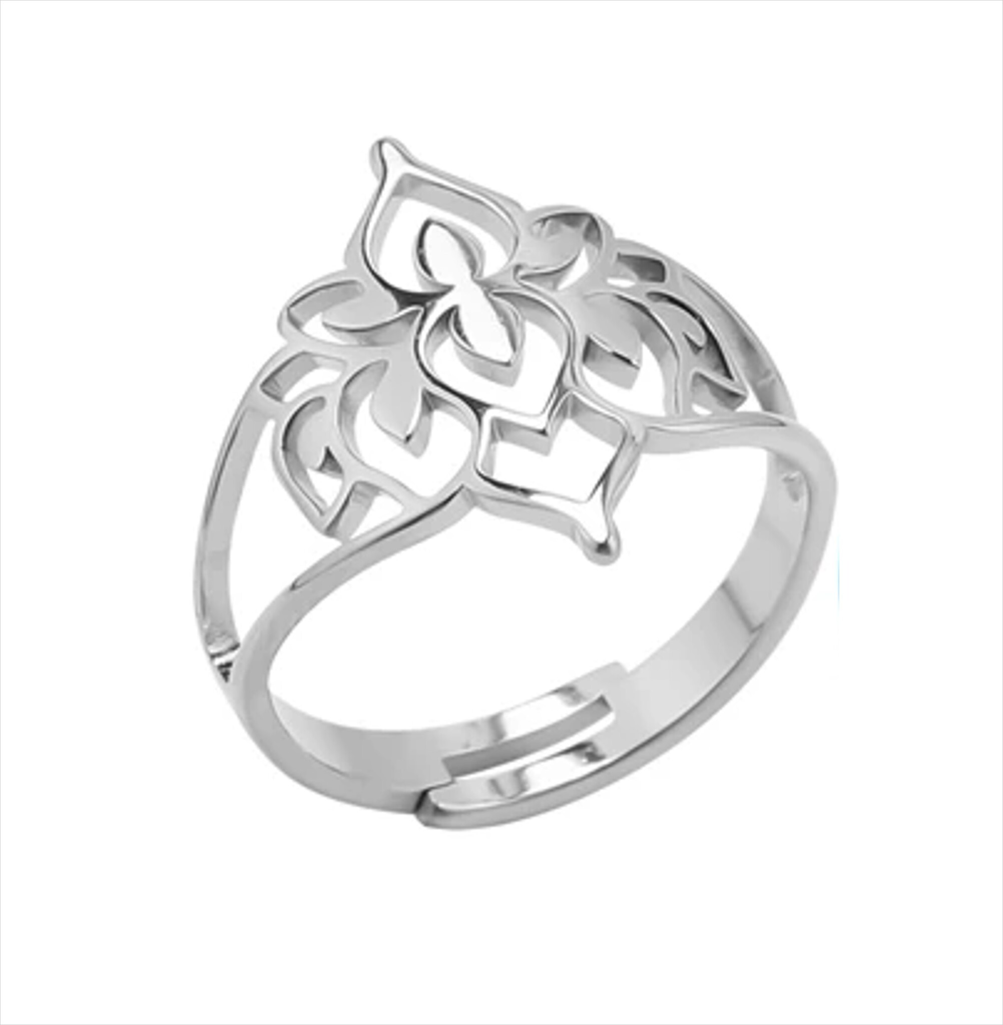Verstelbare Stainless Steel Silver Lotus ring