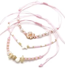 Musthaves Armbanden set | Pink | Verstelbaar | Bloem | Ster