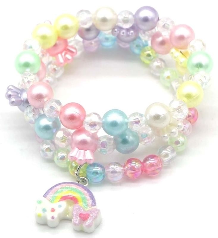 Kids Only elastische armbandenset Rainbow in multicolor pasteltinten