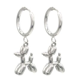 Musthaves Oorbellen | Ballon hondje | Stainless Steel | Zilver