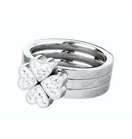 Ringen set Klaver-Hart - Stainless steel