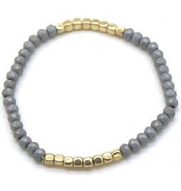 Musthaves Armband | Facet | Elastisch | Goud | Grijs
