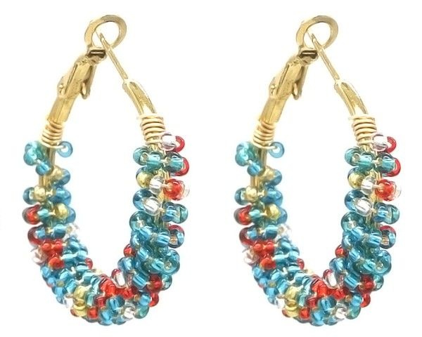 Musthaves Stainless Steel gold creolen met colorfull beads