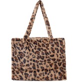 Fluffy faux fur shopper met luipaard print