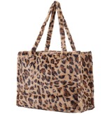 Fluffy faux fur shopper met luipaard print