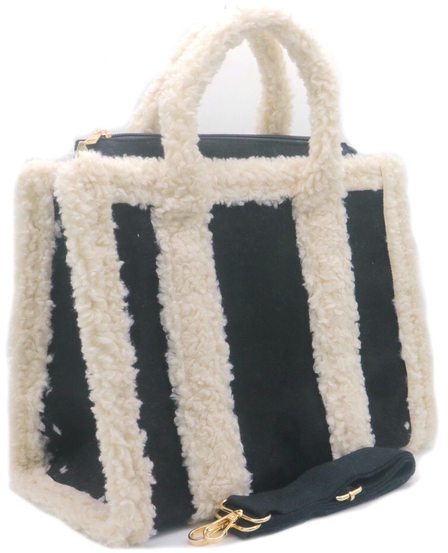 Zwarte faux fur shopper met teddy elementen