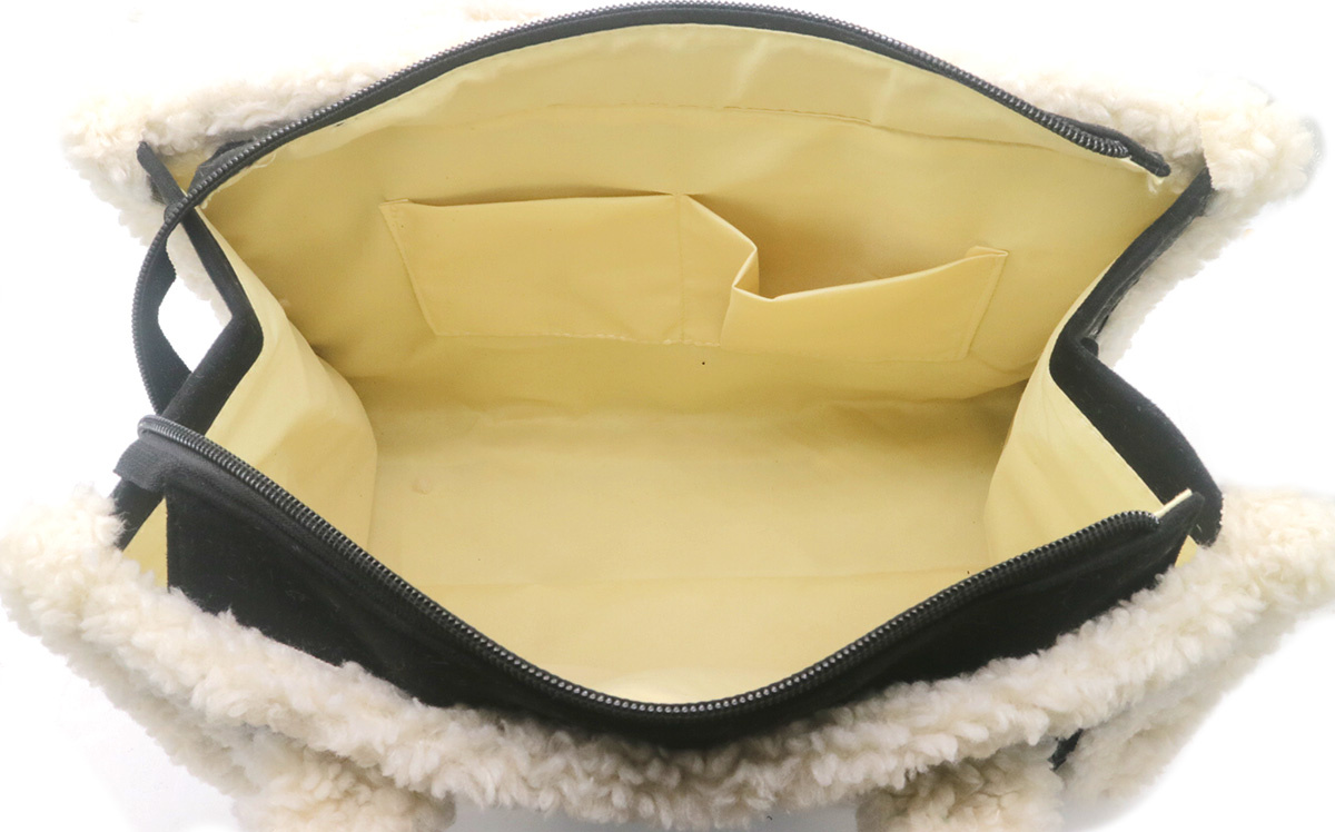 Zwarte faux fur shopper met teddy elementen