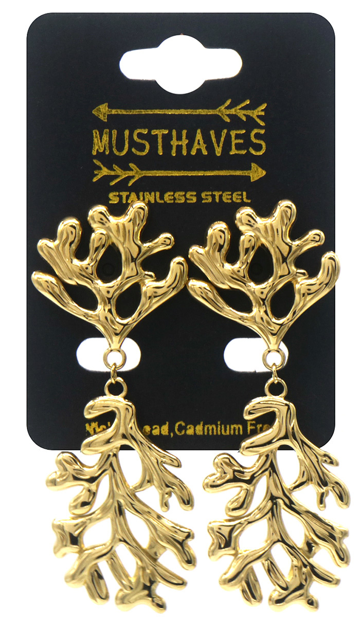 Musthaves Stainless Steel Gold oorstekers Koraal