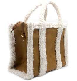Tas | Shopper | Faux Fur | Teddy | Cognac | Off White