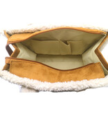 Cognac faux fur shopper met teddy elementen