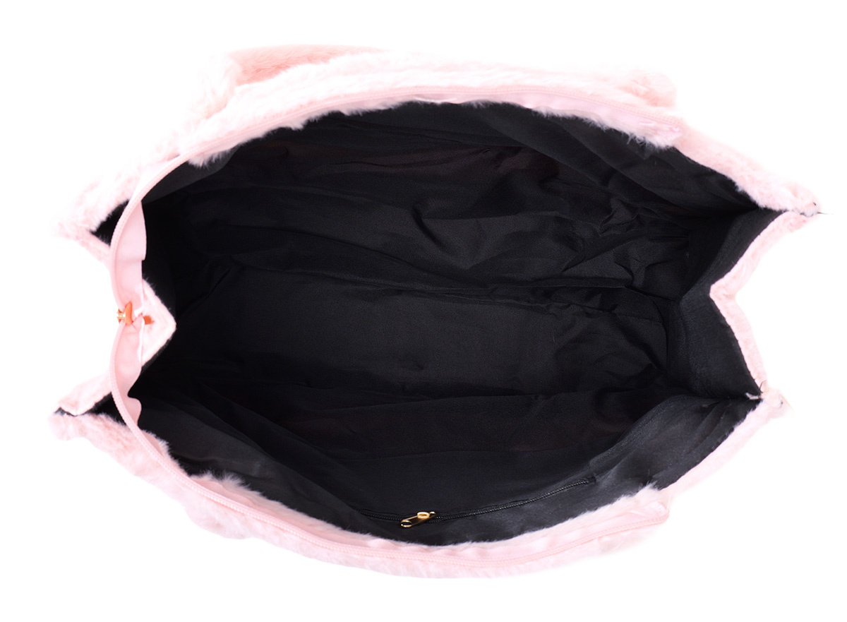 Roze fluffy faux fur tas