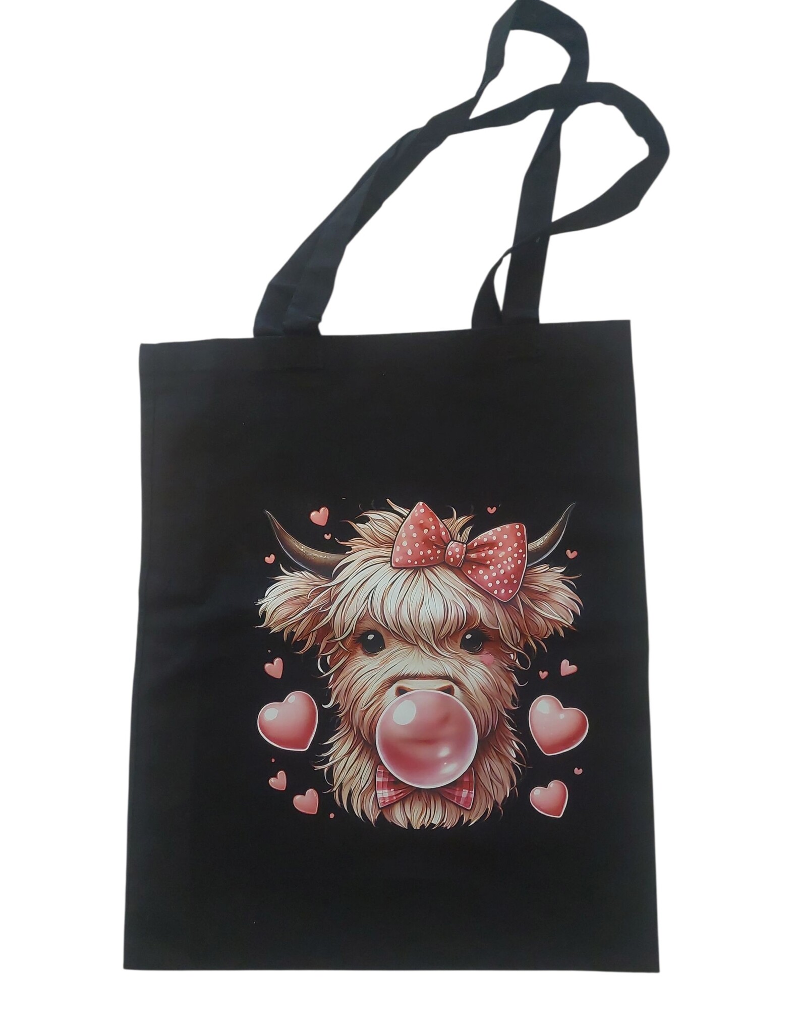 Sazou Jewels Katoenen tas met een kalfje met strik en hartjes