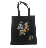 Sazou Jewels Zwarte katoenen tas met kleurrijke vlinders