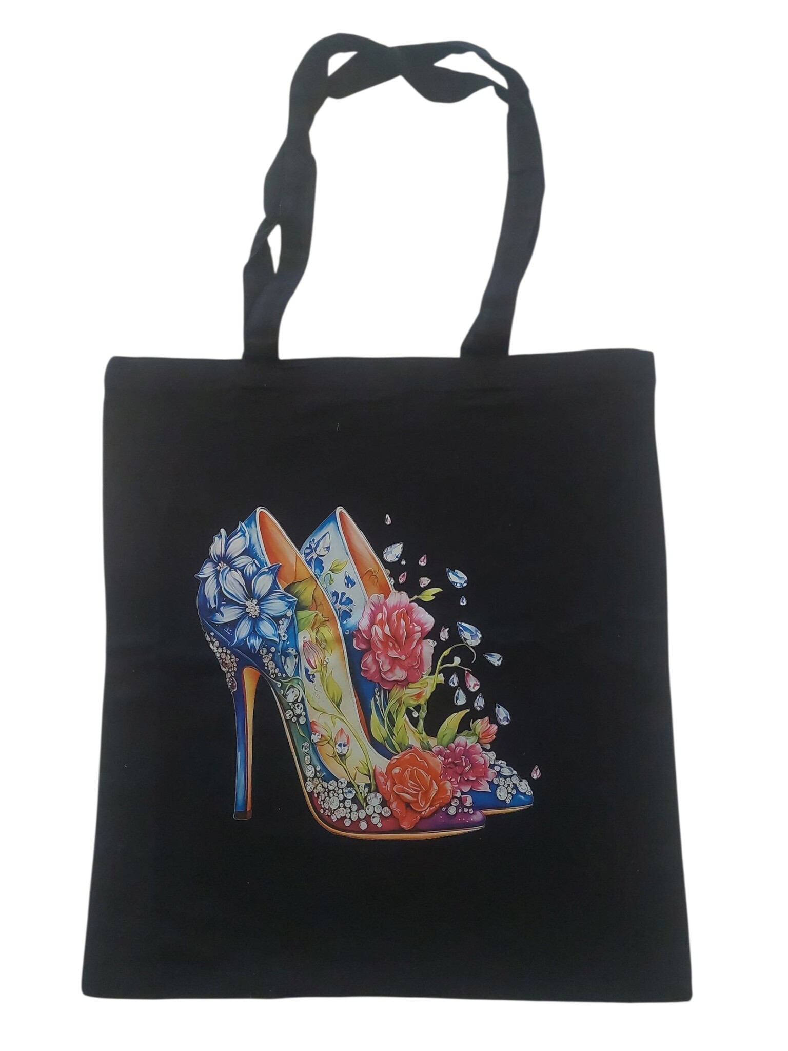 Sazou Jewels Katoenen tas met een kleurrijke high heels afbeelding