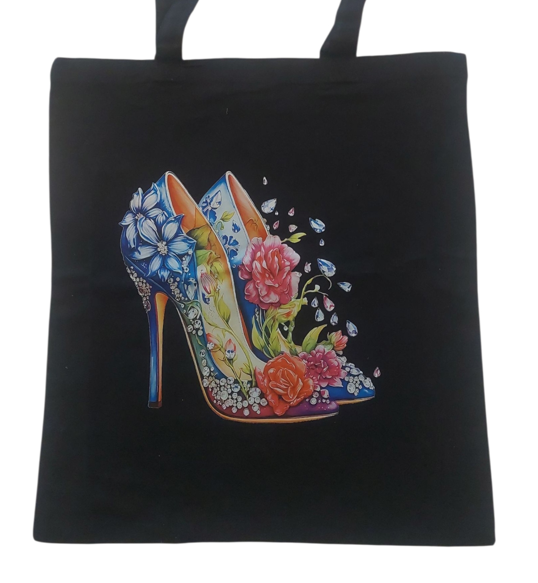 Sazou Jewels Katoenen tas met een kleurrijke high heels afbeelding