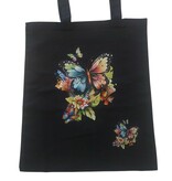 Sazou Jewels Zwarte katoenen tas met kleurrijke vlinders
