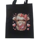 Sazou Jewels Katoenen tas met een kalfje met strik en hartjes