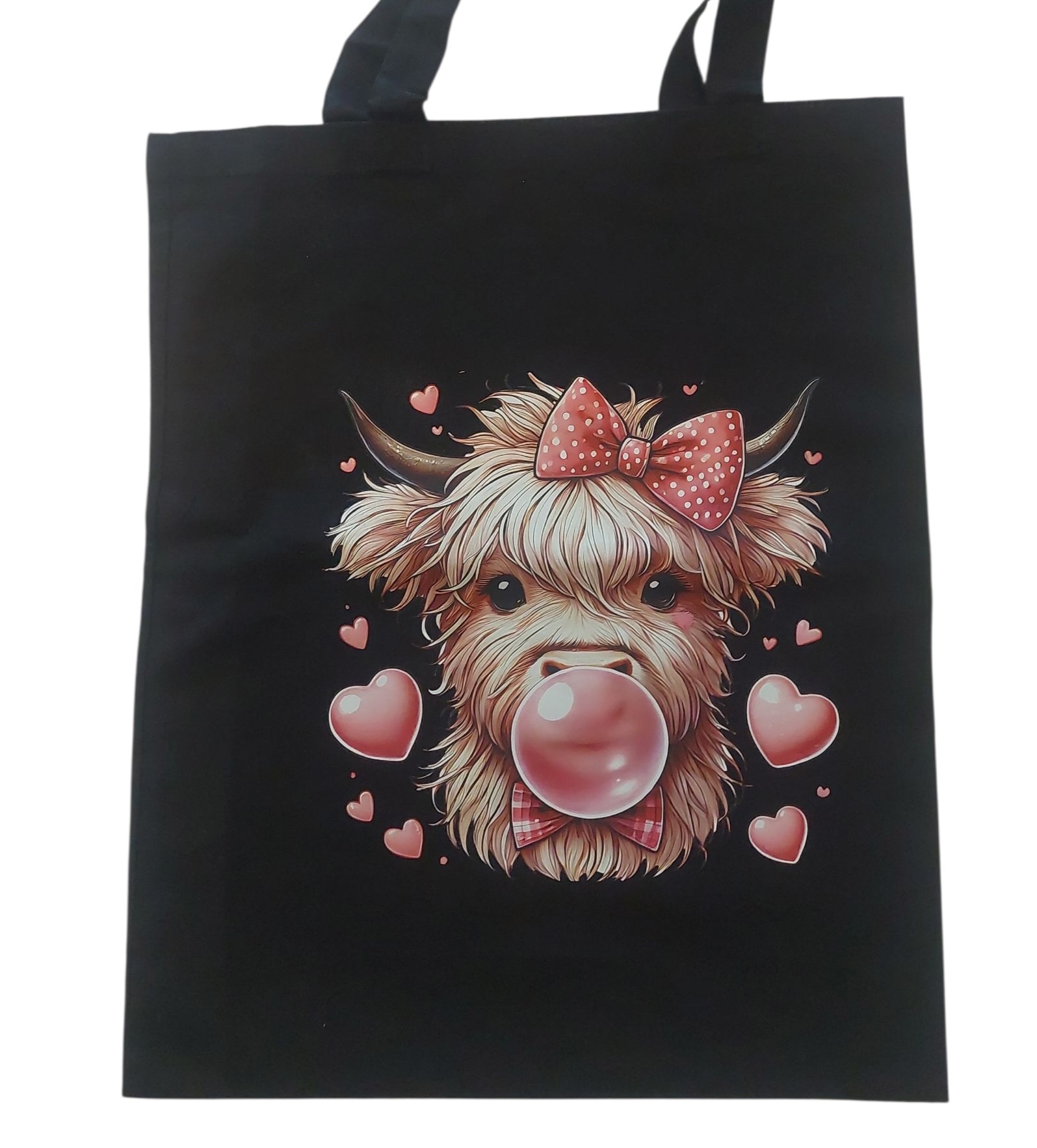 Sazou Jewels Katoenen tas met een kalfje met strik en hartjes