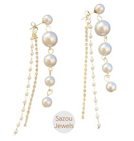 Oorbellen | Pearls & Strass | Goud | Wit