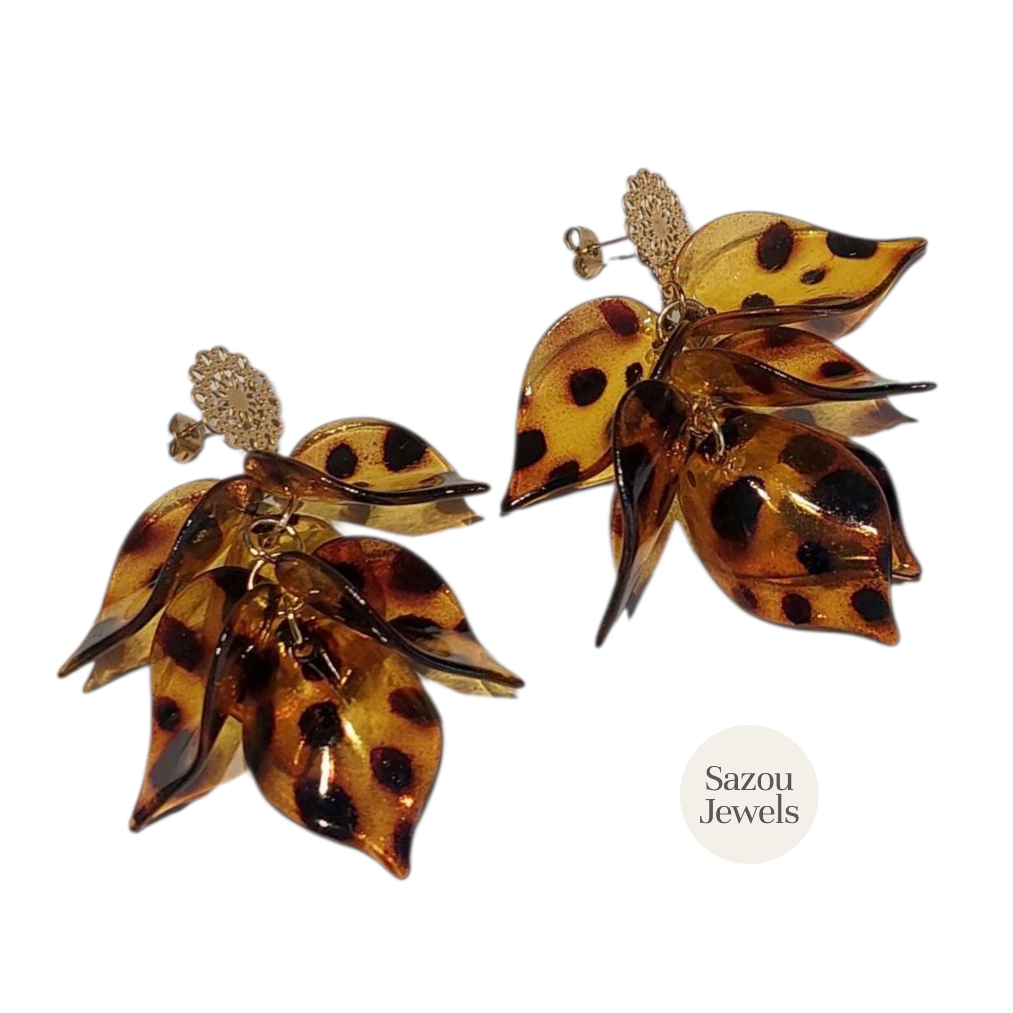 Sazou Jewels Luipaard oorbellen met stainless steel oorstekers