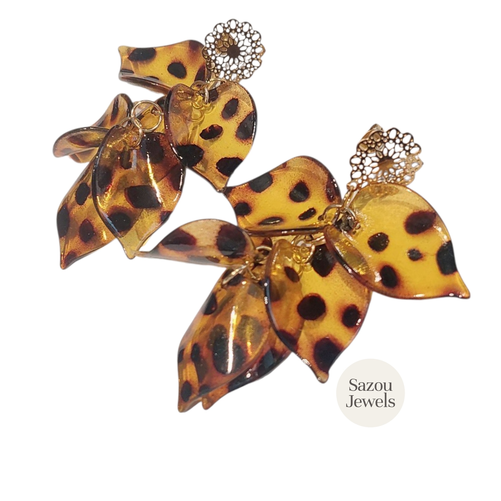 Sazou Jewels Luipaard oorbellen met stainless steel oorstekers