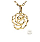 Sazou Jewels Stainless steel ketting met roos bedel op een kaart