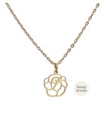 Sazou Jewels Stainless steel ketting met roos bedel op een kaart