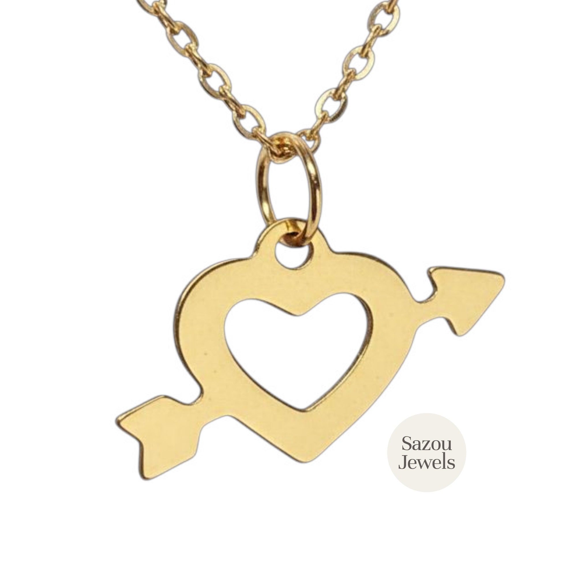 Sazou Jewels Stainless steel ketting met hart bedel op een kaart