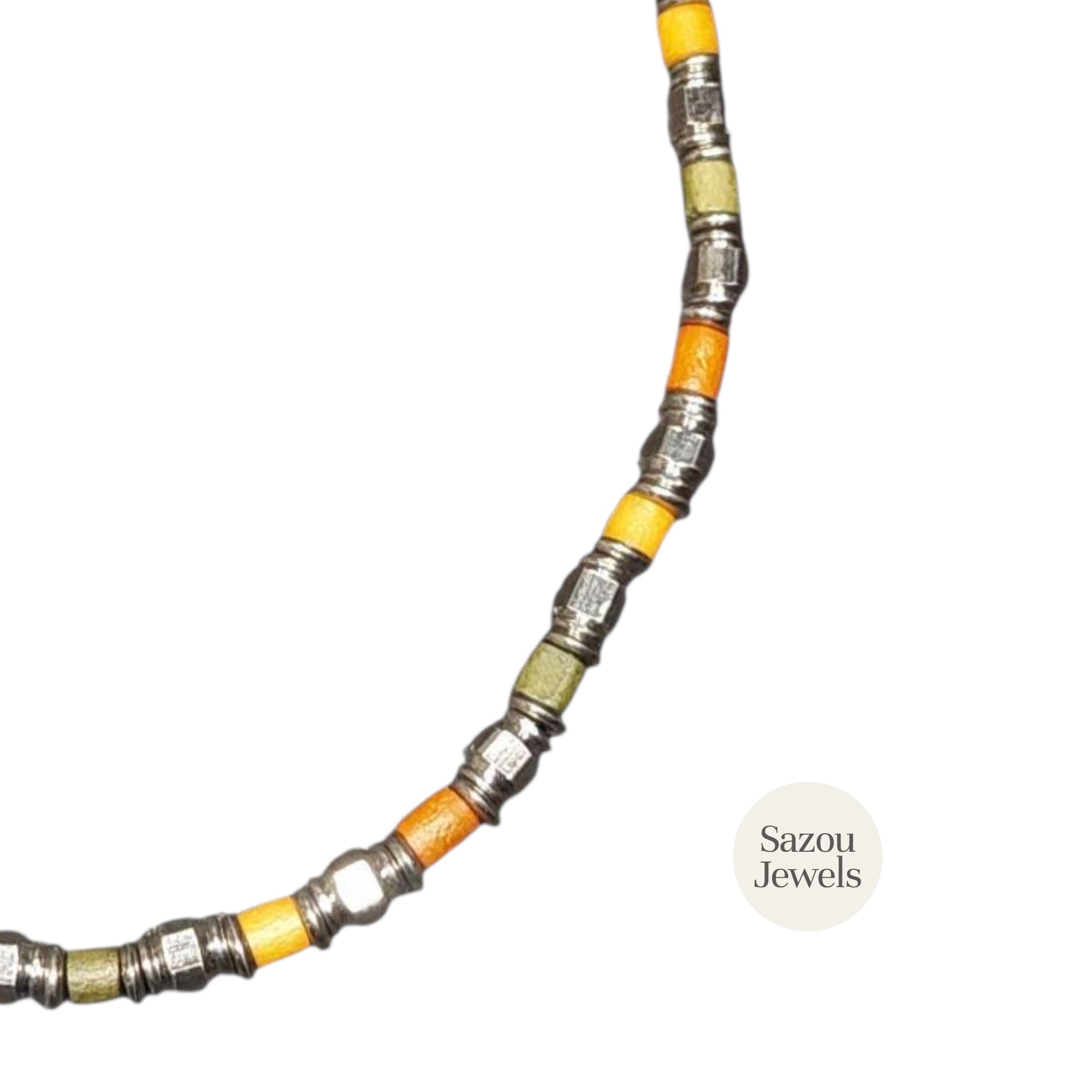 Sazou Jewels Steel zilver ketting met kleur