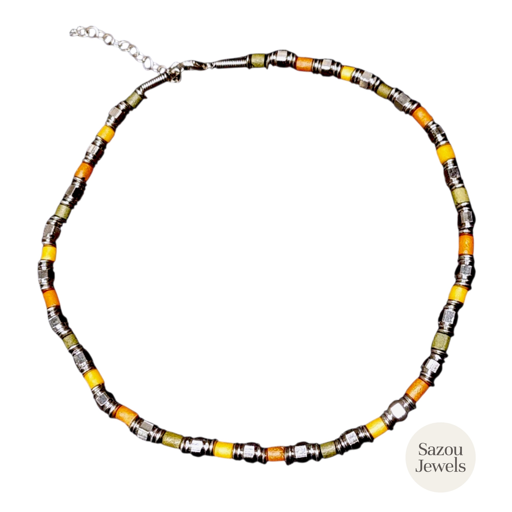 Sazou Jewels Steel zilver ketting met kleur