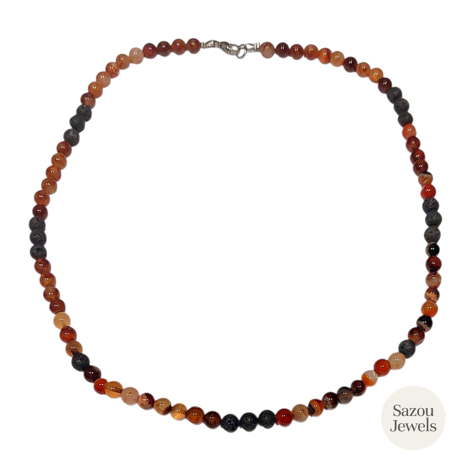 Sazou Jewels Lange ketting Brown van natural stones