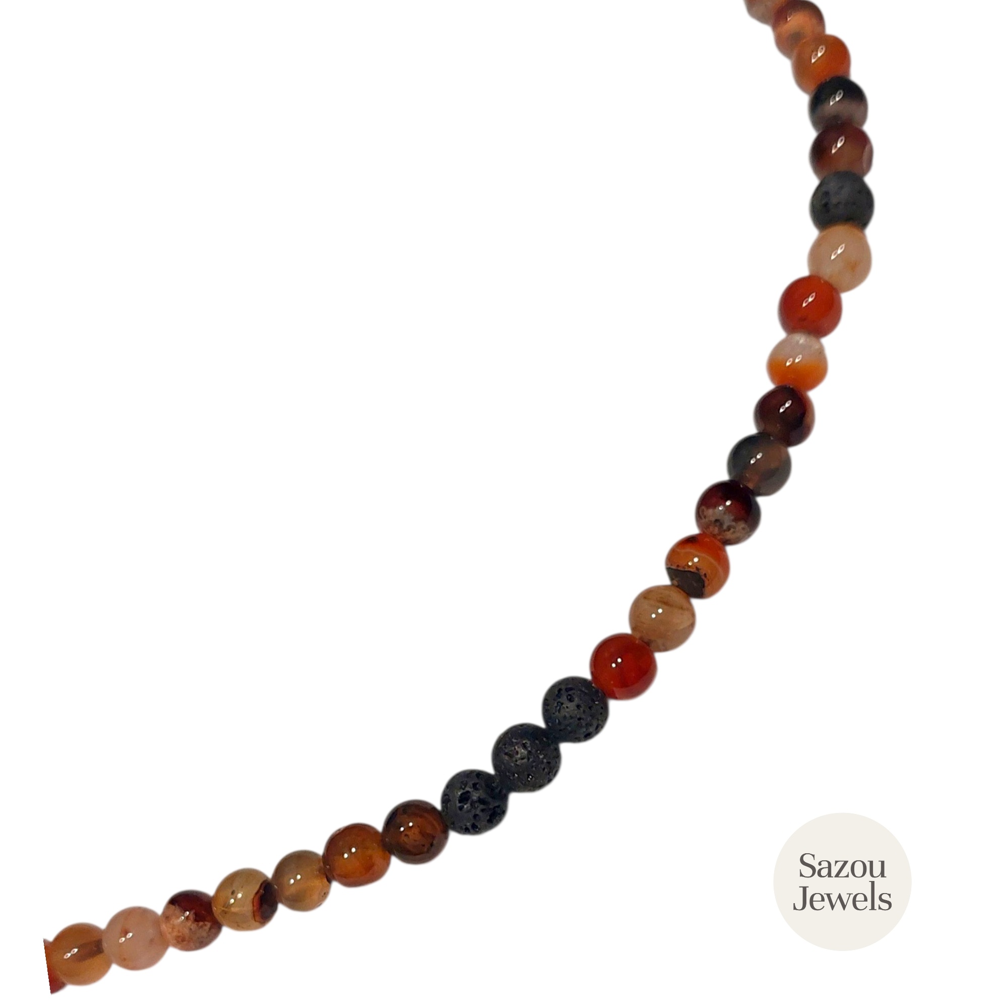Sazou Jewels Lange ketting Brown van natural stones