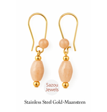 Sazou Jewels Stainless steel oorhangers met maansteen hanger
