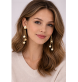 Grote ster oorbel met 3 hangende sterren in goud of zilver