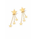 Grote ster oorbel met 3 hangende sterren in goud of zilver
