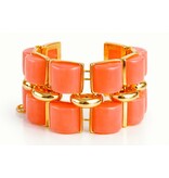 Sazou Jewels Zacht Koraal statement armband met gouden details