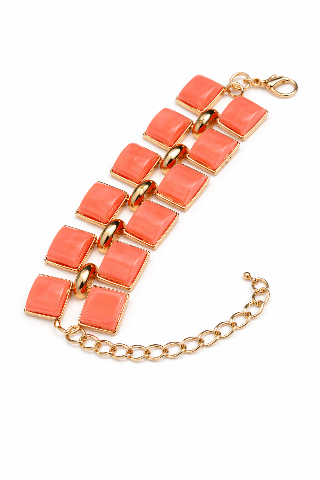 Sazou Jewels Zacht Koraal statement armband met gouden details