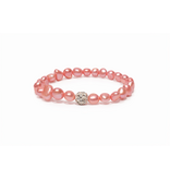 Sazou Jewels Roze Barokke kunsstof zoetwaterparels met een strass bal