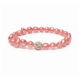 Sazou Jewels Roze Barokke kunsstof zoetwaterparels met een strass bal