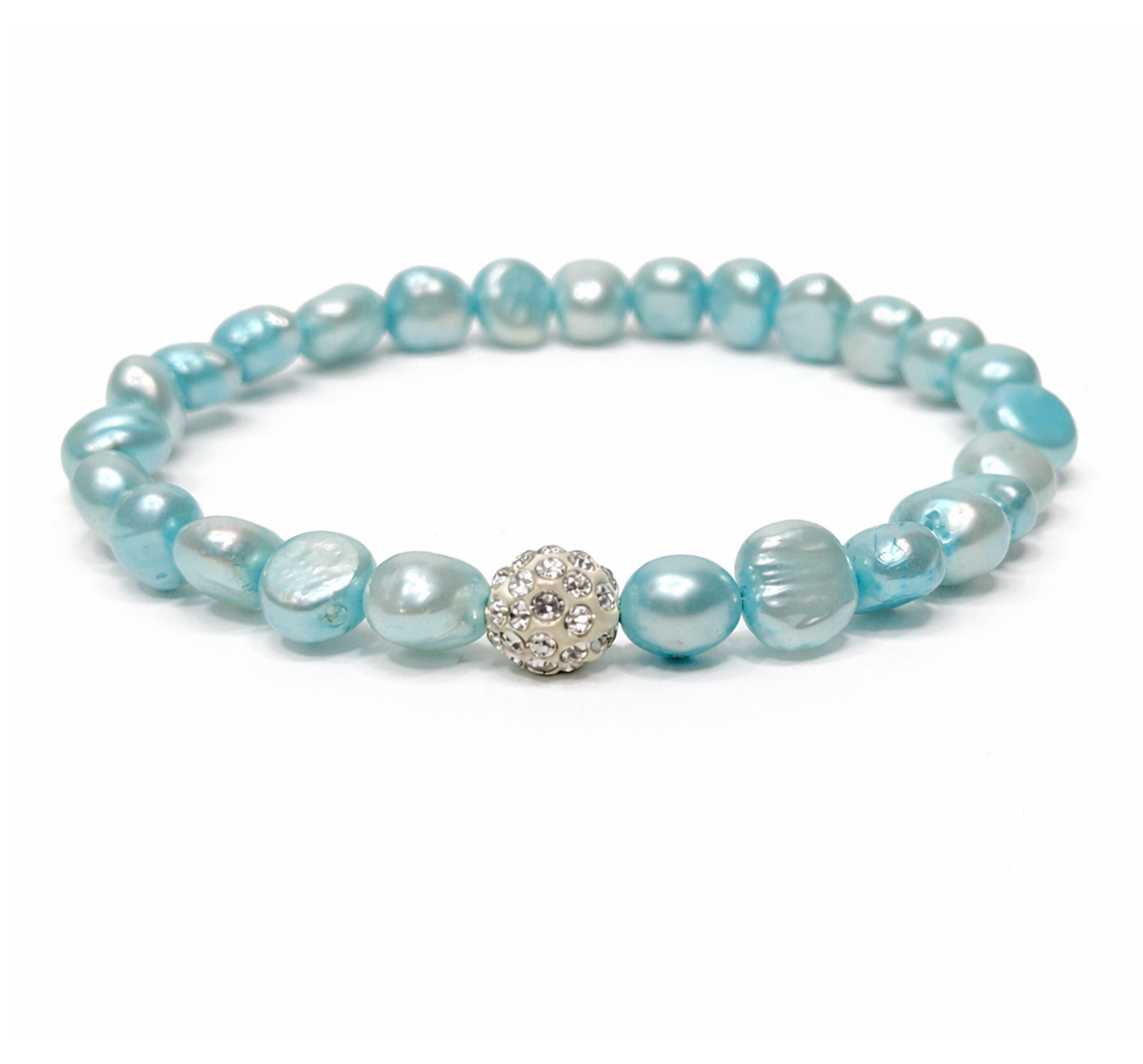 Sazou Jewels Barokke kunsstof zoetwaterparels met een strass bal