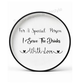 Dienblad | Rond | Zwart | Wit | Tekst