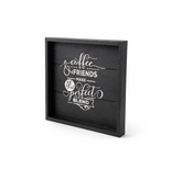 Vierkant dienblad in zwart wit met tekst "Coffee & Friends"