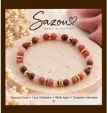 Sazou Jewels Elastische Plus Size armband  Fall van Agaat, hematiet en glaskralen